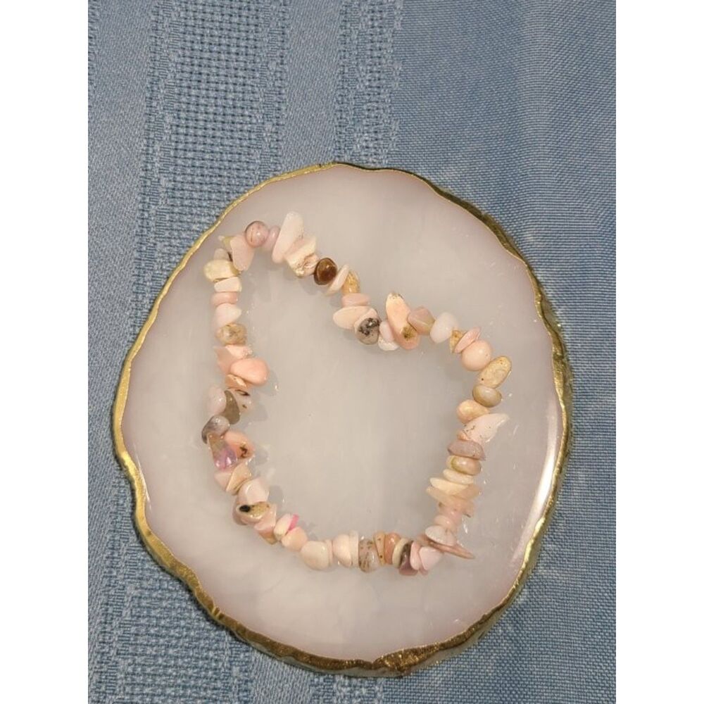 Natural Pink Opal Chip Stretch Bracelet Healing Gemstone Beads Boho Jewelry